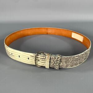 TARDINI Waist Size 28 White Black Lizard Leather Belt